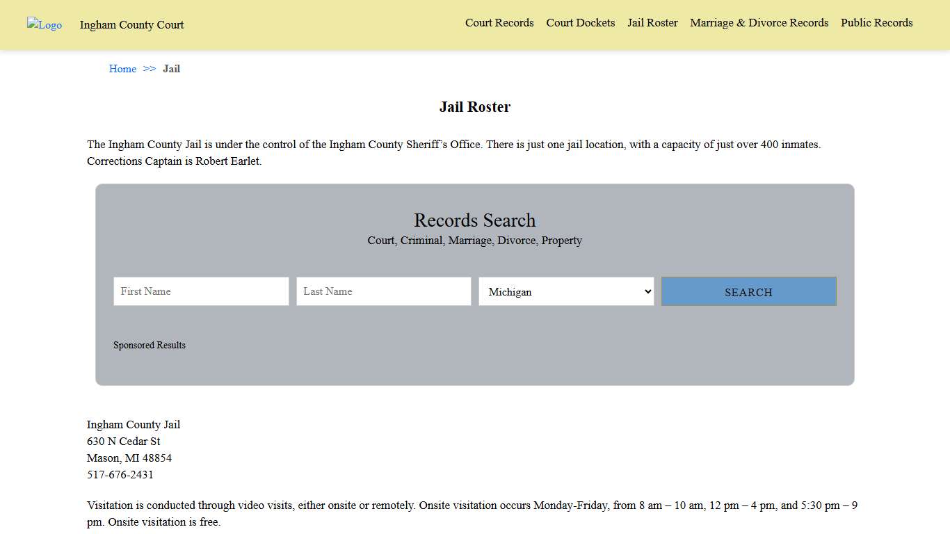 Jail Roster Ingham County Court